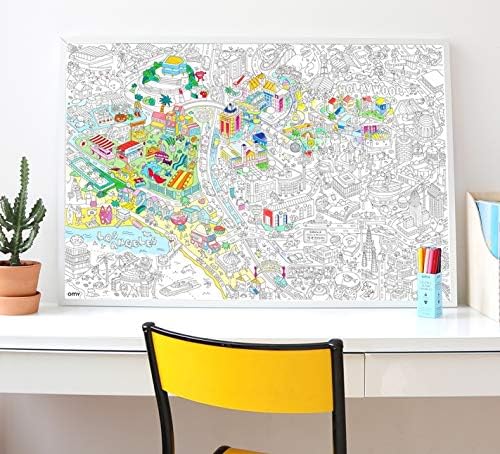 Miniatura 3 de Omy Póster gigante para colorear - Los Ángeles - Mapa de Los Ángeles  Descubre los lugares clave de Los Ángeles  40 x 28 pulgadas  Juego creativo y