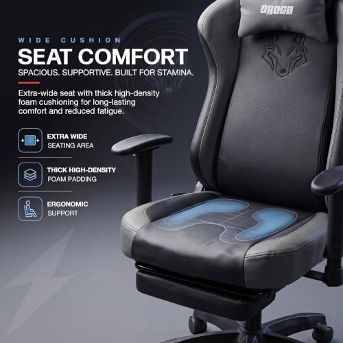 Image of DROGO Alpha-X Ergonomic Gaming Chair with Footrest | Premium PU Leather with 135 Recline | 2D Padded Armrest | Computer Chair for Study |Office Chairs for Work from Home With Neck Support(Black&Grey)