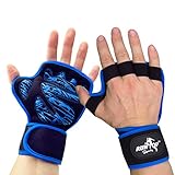 RUNTOP Crossfit WODS Training Grip Gloves Pads with Strong Wrist Wrap Brace Support&Silicone Padding Workout Fitness Weight Lifting Powerlifting Gym Hand Full Palm Protect for Men Women