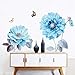 Alicemall Sticker Mural Bleu Fleur Papillon en PVC Autocollant Mural Chambre Décoration Mural Chambre (5)