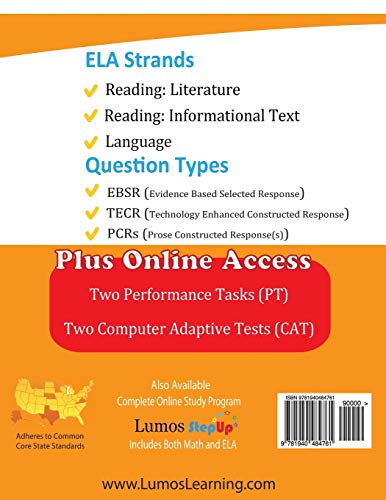 Sbac Test Prep: Grade 4 English Language Arts Literacy (Ela) Common Core Practice Book And Full-Length Online Assessments: Smarter Balanced Study Guide (Sbac By Lumos Learning) #TOP1