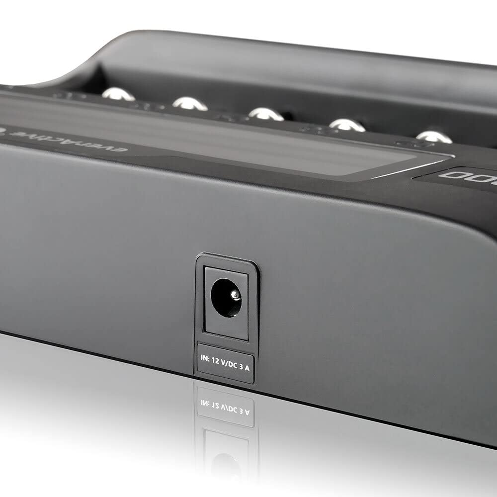 everActive Caricatore per fino a 10 batterie agli ioni di litio e NI-MH, Li-HV e Li-FePO4 professionale, veloce e universale, display LCD, test di capacità, modello: UC800