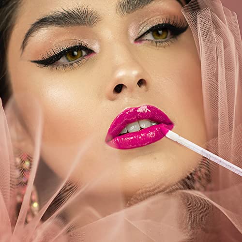 Kirecoo 200Pcs Lip Applicators Disposable - Glitter Crystal Lip Wands, Lip Brush, Lip Gloss Wands, Lipstick Applicator Wands, Makeup Applicator Beauty Tool Kits (Black+Pink) #TOP5