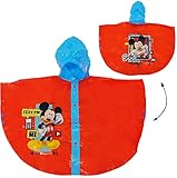 Regenponcho / Regencape - Disney Mickey Mouse - Gr. 98 - 104 - 110 - Circa 3 bis 4 Jahre - für Mädchen & Jungen / für Schulranzen - wasserdicht / Schulruc..