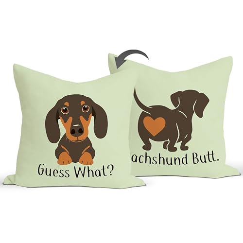 Rusenbao Dachshund Dog Green Decorative Throw Pillow Covers 18 x 18 inch