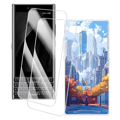 OAGELIM 2�Z�b�g �X�N���[���v���e�N�^�[ + �P�[�X Unihertz Titan Slim (4.2 �C���`) �Ƃ̌݊������� �A�[�e�B�X�e�B�b�N�J�X�^���v�����g�J�o�[�Ƌ����K���X�t�B���� �X�N���b�`�h�~ (�X)