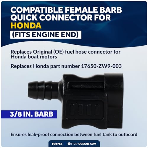 Image of Five Oceans 3 /8-Inch Barb Female Fuel Line Quick Connector for Honda, Outboard Fuel Connector - FO4768