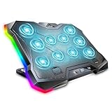 G-STORY ゲーミングノートパソコン冷却パッド ノートパソコンクーラー 10個の強力なターボファン付き 12~18インチのコンピューターノートブック用 USBポート1つ 高さ8段階調節可能な冷却ファンスタンド
