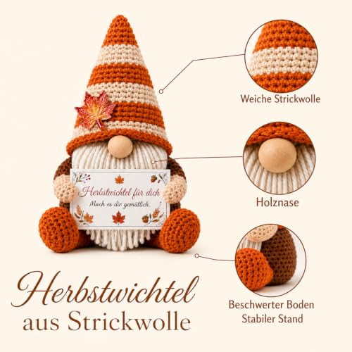 Herbstdeko Wichtel Figuren - Gemütliche Herbstdeko Wohnzimmer, Süßes Geschenk für Familie & Freunde, Festliche Deko für Erntedankfest – Bild 4