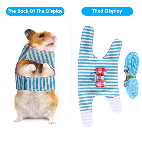 Small Pet Walking Harness Vest And Leash Set For Hamster Rabbit Ferret Guinea Pig Walking Training, Small Animal Chest Strap Set:red Grid + Blue Stripes,2Pack,Xs #TOP1