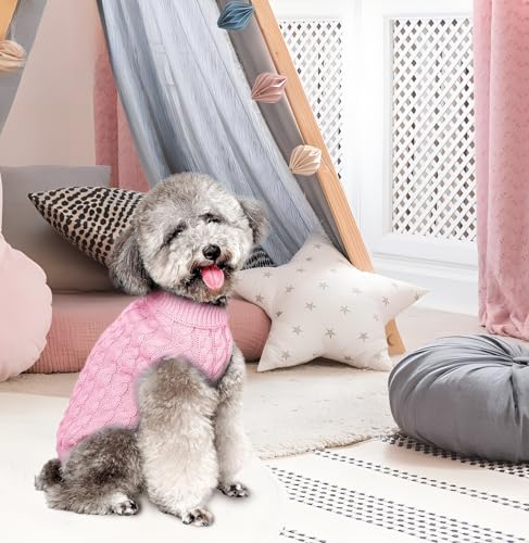 FWLWTWSS Hundepullover, Winter Warmer Hundepulli Rosa-M, L, Klassisch, Einfarbig, Hund, Textil, Pullover, Hundepullover