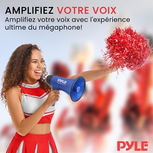 Mégaphone porte-voix compact à batterie Pyle bleu avec micro sirène