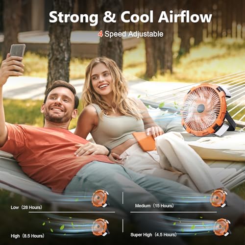 Camping-Fan-with-LED-Lantern-8000mAh-Rechargeable-Battery-Powered-Camping-Fan-with-Remote-Hook4-SpeedsUSB-C-Charging-Outdoor-Tent-Fans-for-HomeTravelBBQFishingSleepEmergency-Orange
