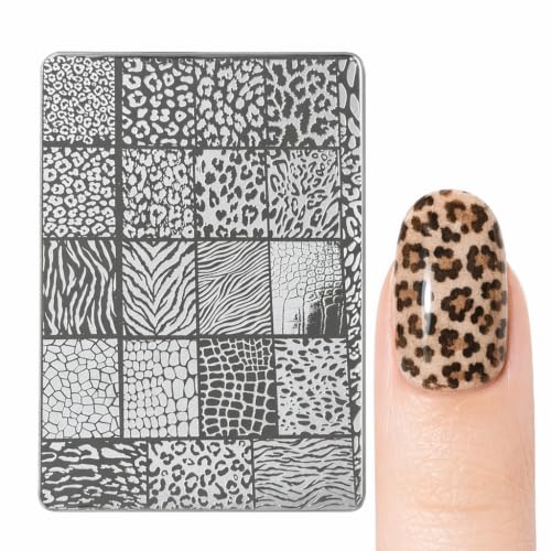 Plaque de stamping pour ongles en acier inoxydable avec motif animal pour la maison et le salon, accessoire transparent pour impression d'ongles, outil de stamping lisse