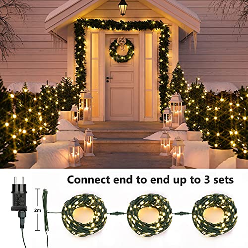 BrizLabs Led-kerstlichtsnoer, 20 m, 200 leds, warmwit, werkt op stroom, 8 modi, EU-stekker, waterdicht, voor binnen, buiten, kamer, boom, feest, tuin, balkon, bruiloft decoratie - Image 6