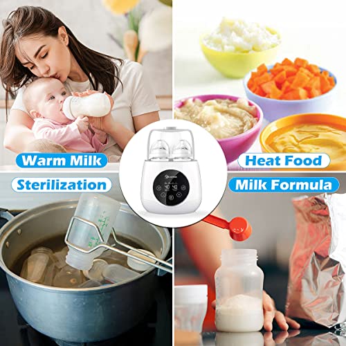 Baby Bottle Warmer, Eivotor Bottle Steam 6-In-1 Double Bottle Baby Food Heater For Evenly Warm Breast Milk Or Formula, Led Panel Control Real-Time Display, Bpa Free #TOP5