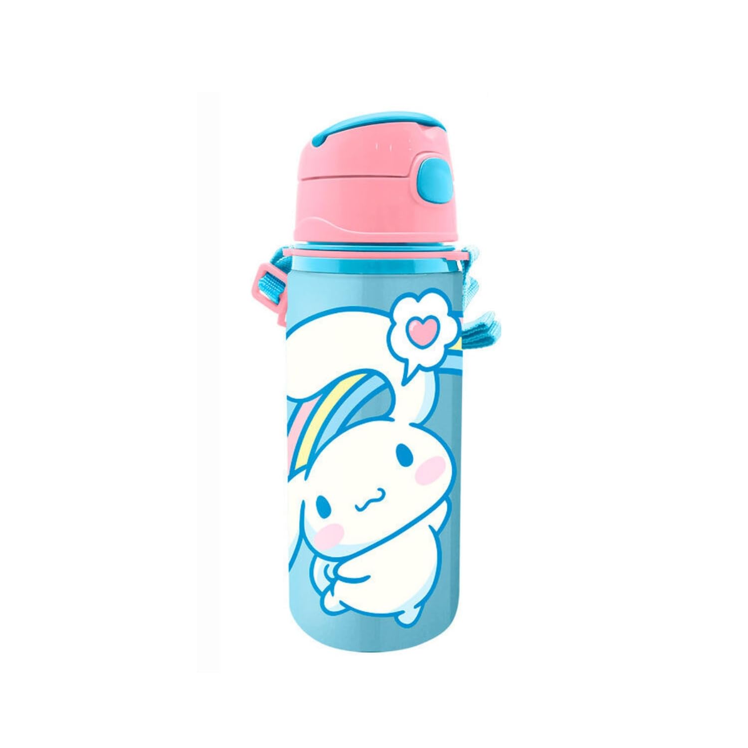 Kids Licensing - Water Bottle for Boys and Girls – Aluminium Water Bottle with Handle and Click Closure, BPA and Toxin Free, 600 ml, Cinnamoroll Hello Kitty Design
