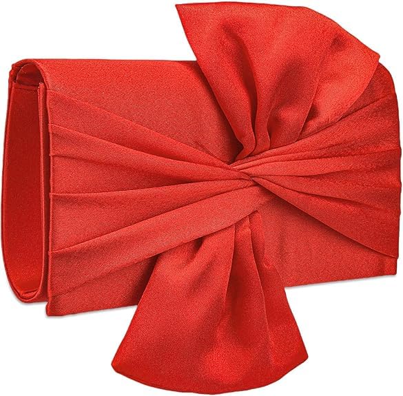 Image of Simcat Womens Clutch Bag,Pleated Satin Handbag Lady Pleated Bow Purse Evening Bag with Chain for Wedding Prom Formal Party