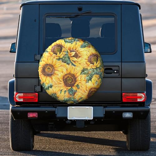 Image of Sunflowers Spare Tire Cover Wheel Protectors Tyre Covers Weatherproof Wheel Covers Universal Fit for Trailer Rv SUV Truck Camper Travel Trailers 15 inch