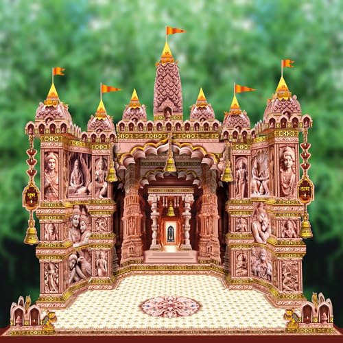 Image of Shree RAM MANDIR MAKHAR Decoration | Ganesh Jayanti | Ganesh Puja | Maghi Ganeshotsav | DIY Paper 3D Temple Decorations | for All Festivals | eco-Friendly |