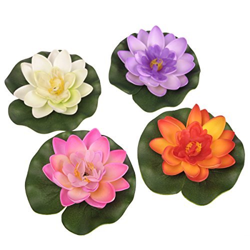 OnePlus Floating Pond Decor Water Lily / Lotus Foam Flower, Small (Set of 4), Model: , Home & Garden Store