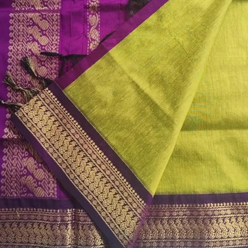 Image of ILAIYAAL CLOTHINGS Women's Pure Kalyani Cotton Silk Saree with Zari Border and Blouse Piece - Suitable For All Indian Occasions and Festivals 191