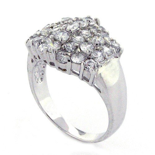 Classic Flower Flower Cluster Wedding Band/Engagement Ring w/White CZs