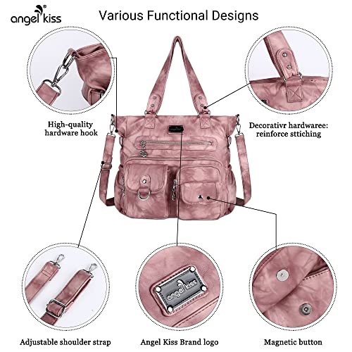 Image of Angelkiss Purses Handbags for Women PU Tote Satchel Bags for Women Pockets Shoulder Bags | PU