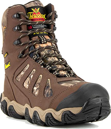 Thorogood Crosstrex 8” Insulated Waterproof Hiking Boots for Men - Premium Breathable Leather and Mesh with Mossy Oak Break-Up Country Camo and Traction Outsole, Brown/Mossy Oak - 14 M US3