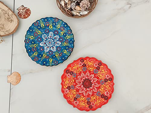 Ayennur Turkish Decorative Serving Plates Set of 2-7.08" Home Wall Hanging Decors (Multi 1)