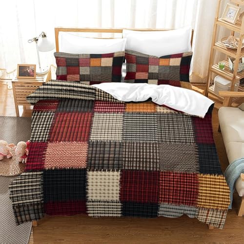 Housse de Couette 3D 135x200cm Microfibre avec Motif Textile Moderne