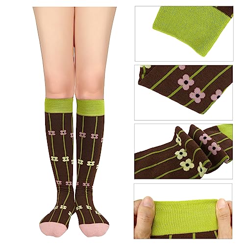 Image of Benefeet Womens Knee High Striped Checkered High Knee Socks Cotton Long Sports Tube Socks