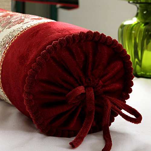 European-Style Retro Candy Bolster Pillow Cylinder Sofa Cushion Pillow Nap Containing Core (Wine) #TOP1