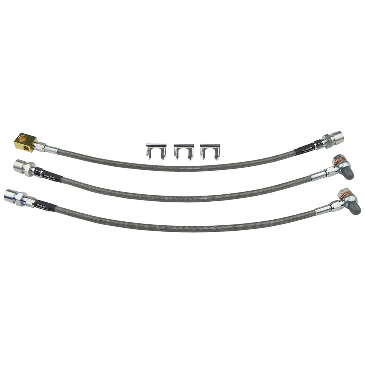 Inline Tube Compatible with 1982-86 Jeep CJ5 CJ7 & Scrambler Stainless Braided Brake Hose Kit For 3"-5" Lifts 3pc