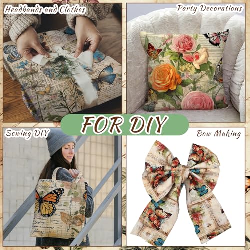 hunnmingre 20 pcs 103939x103939 vintage butterfly quilting fabric square retro butterfly floral quiltted fabric bundle multicolor precuts printed patchwork supplies for holiday diy sewing craft