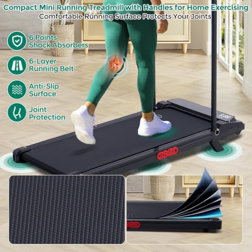 Image of Treadmills with Handle Bar, Walking Pad with Incline for Home Small, Portable Treadmills for Home Exercising, Electric Mini Walking Pad Treadmills with Handles, 3.5HP, 0.6-10MPH, 400LBS