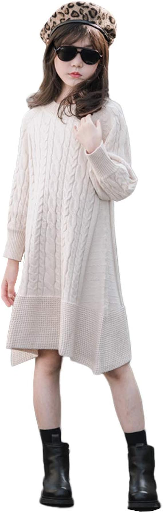 Amazon Jpバレンタインデー 子供服 女の子 ニットワンピース 秋冬 ニット セーター アシンメトリー裾 可愛い ロングセーター プリンセスドレス お姫系 ニットドレス ガールズ 親子服 洋服 韓国風 ジュニア ワンピース チュニック 通販