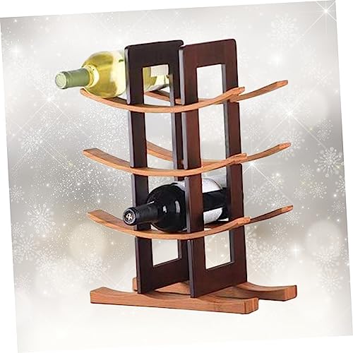 Soporte de vino de madera bambú para escritorio miniatura 3
