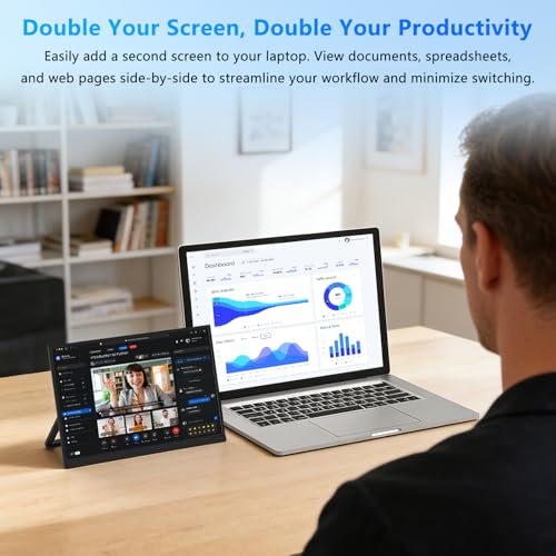 Image of 15.3 Inch Portable Monitor FHD 1200P 60Hz IPS,USB-C External Second Screen, Compatible with Laptop, PC, Mac & Phone, Travel Display for Office Work