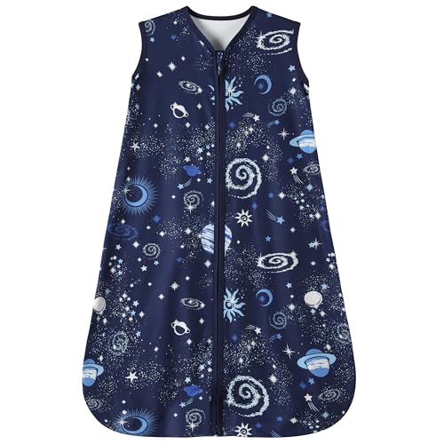 Image of GUNTAIL Baby Sleep Sack 6-12 Months Baby Wearable Blanket 100% Rayon Cotton 2-Way Zipper Toddler Sleeping Sack，Comfy Soft Lightweight TOG 0.3（Galaxies）