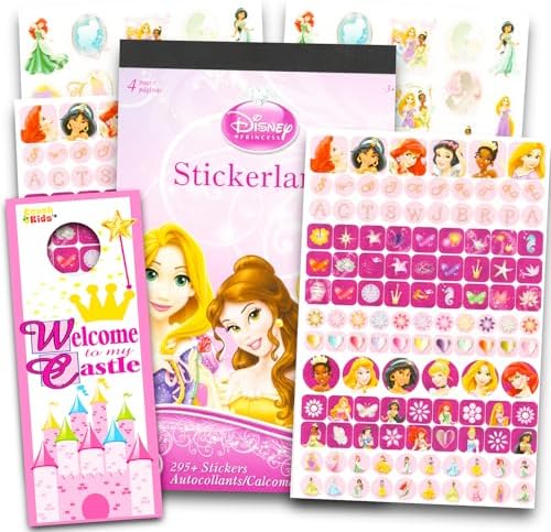 Disney Princess Potty Training Stickers Bundle - Over 295 Disney Princess Reward Stickers for Toddlers Plus Princess Castle Door Hanger | Disney Princess Stickers Party Favors image 3