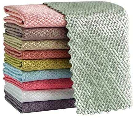 Tenacitee Fish Scale Microfiber Polishing Cleaning Cloth, Reusable Microfiber Glass Scrubbing Cloth & Polishing Cloth & Nanoscale Cleaning Cloth (30CM40CM10PCS)