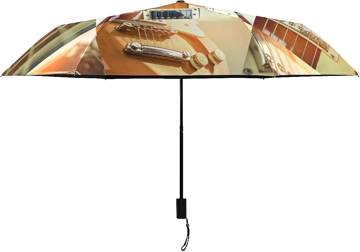 Shade Umbrella Electric Guitar Surrounded By Lightning Folding Umbrella