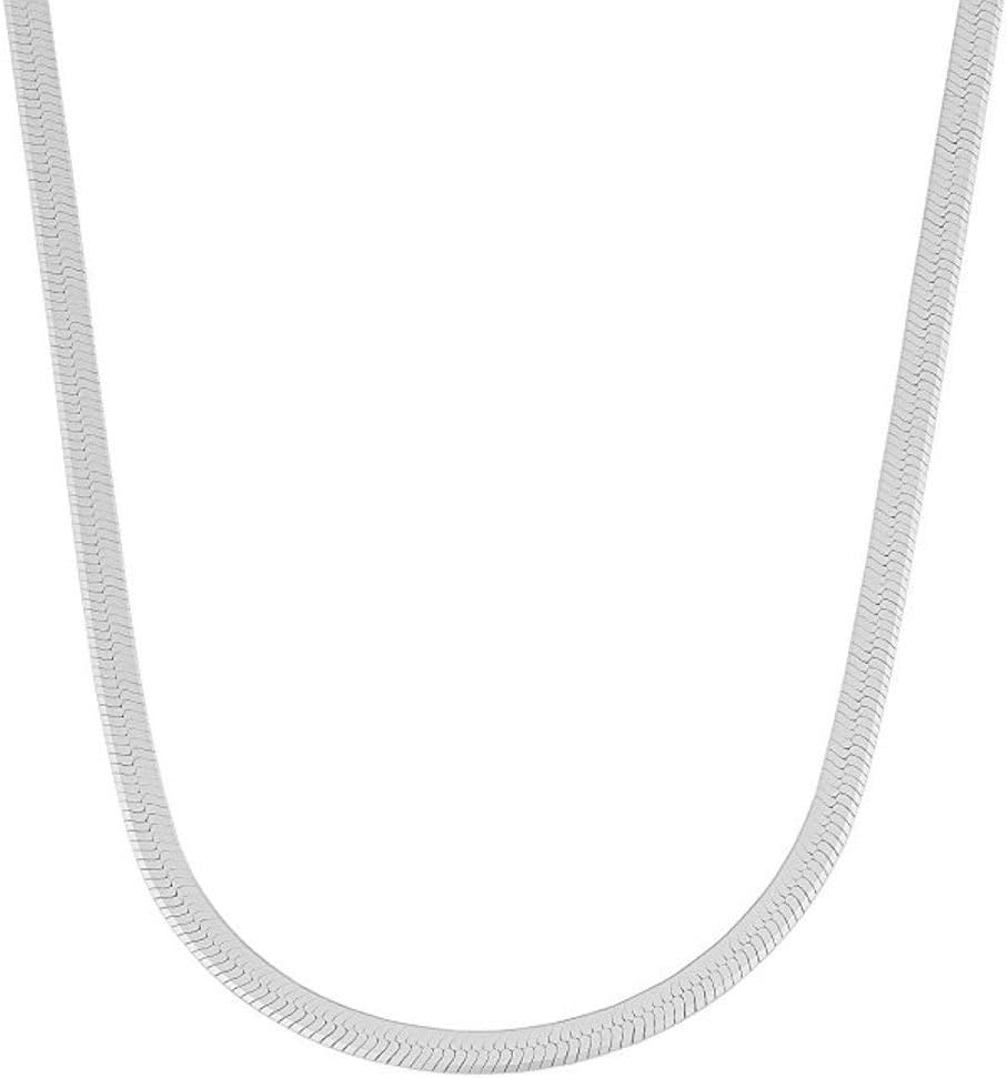 Verona Jewelers 925 Sterling Silver necklace 5.5MM Flexible Herringbone Necklace Flat Snake Magic Chain - Smooth Flat Chain for Men and Women