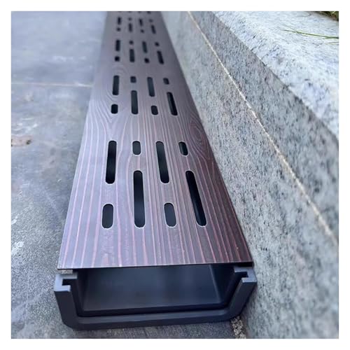 Kanalablauf-Set mit Metallgitter, Grabenablauf außen, strapazierfähig, U-Form, Ablaufgraben, lineare Wasserablaufrinnen, Bodenablauf