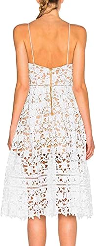 HeiAYer verkauf  kleid damen liusdh Sexy V-Ausschnitt A rmelloses Spitzenkleid Boho Strandkleid Partykleid klerder White S 