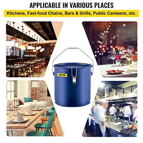 Vevor Fryer Grease Bucket 6 Gal Oil Disposal Caddy Steel Fryer Oil Bucket W/Rust-Proof Coating 22.7L Oil Transport Container W/Lid & Lock Clips Oil Caddy W/Filter Bag For Hot Cooking Oil Filtering #TOP5