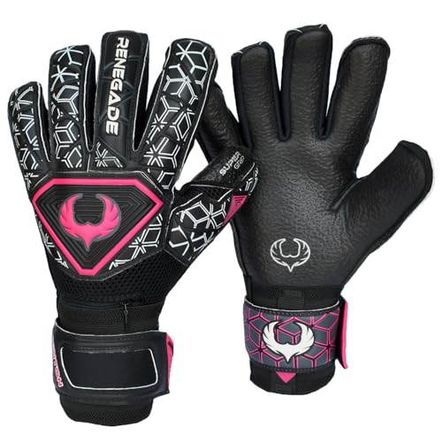 Renegade GK Triton Frenzy Goalie Gloves with Pro Fingersaves | 3.5+3mm Super Grip & 4mm Duratek...