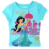 Disney Princess Girls Short Sleeve Tee (3T, Aqua Jasmine)