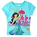 Disney Princess Girls Short Sleeve Tee (3T, Aqua Jasmine)